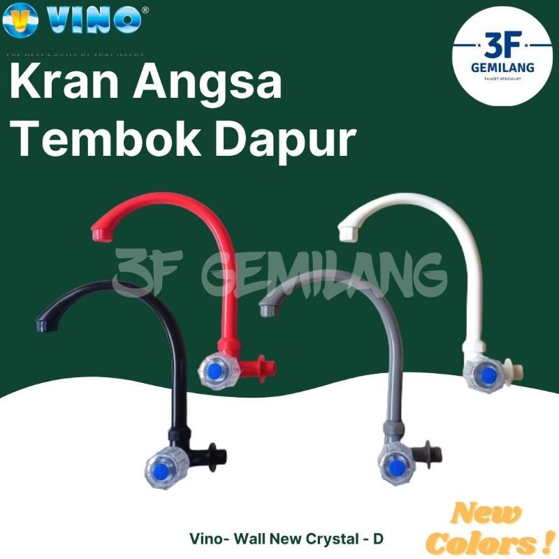 New Colors ! Vino - Kran Angsa Dapur Plastik ABS 1/2 inch - Wall New Crystal - D - High Quality