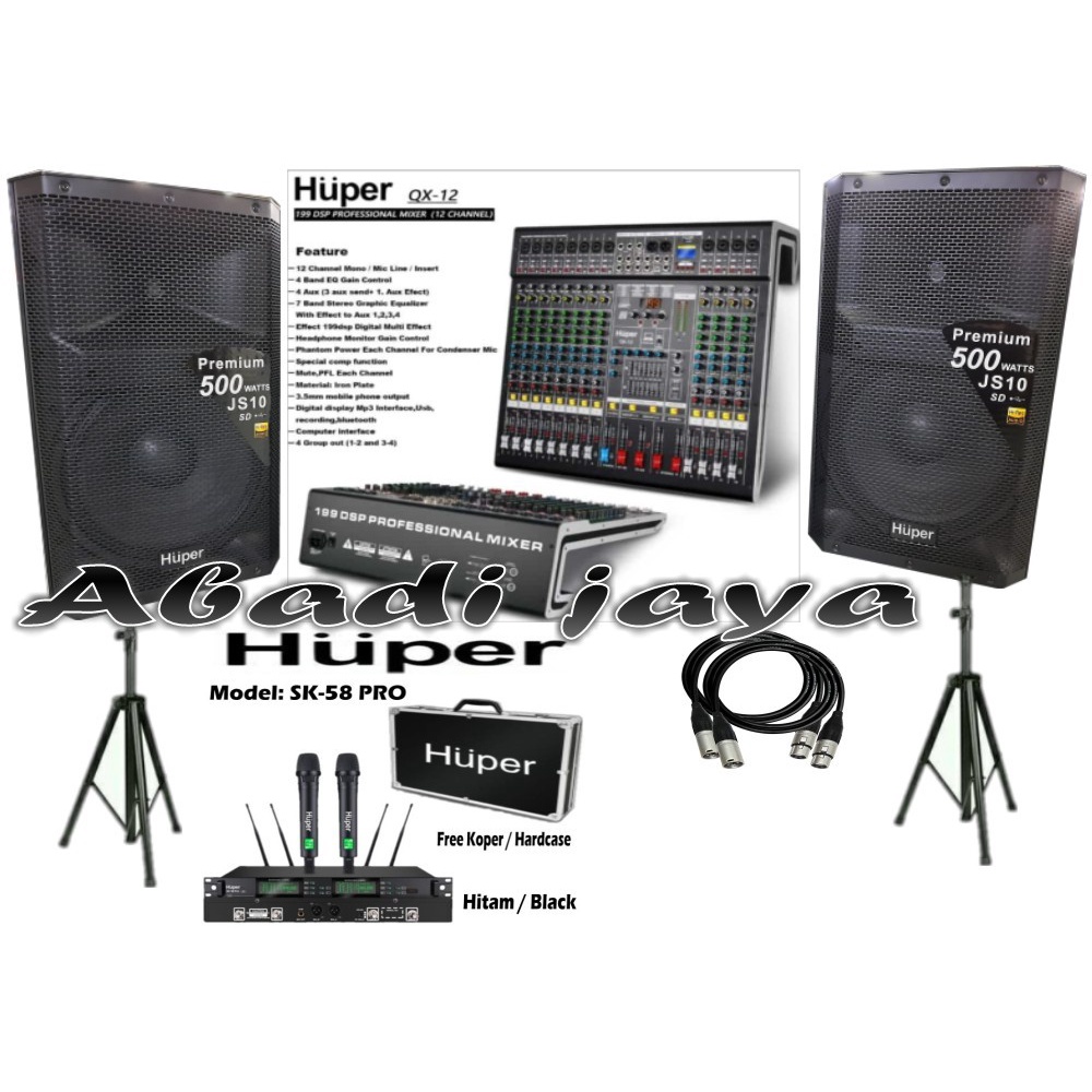 paket original huper js10 qx12 12 channel sk58pro 15'' original