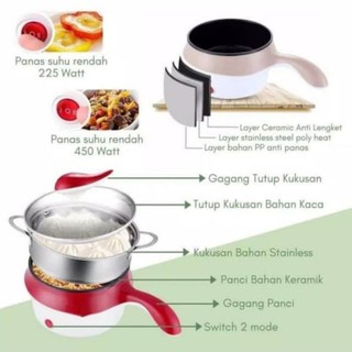 Panci Keramik Listrik Elektrik Alat Masak Serbaguna Kukus Rebus Masak