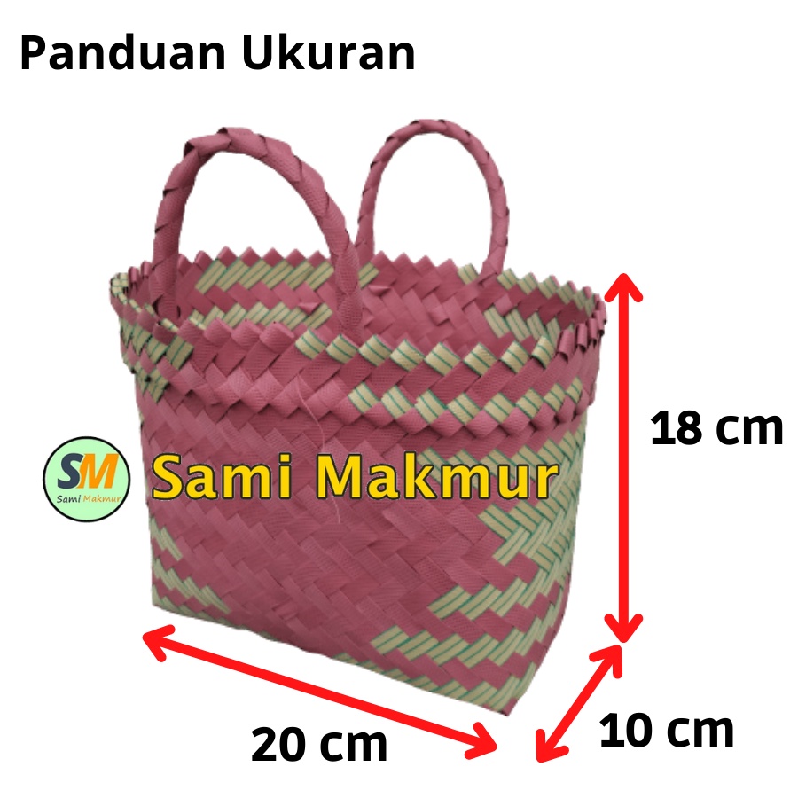 Tas Anyaman Plastik LURIK KECIL HANDLE 1 Tas Anyam Hampers Souvenir Belanja Pasar Parcel Bingkisan Lebaran Muat Kotak Snack Roti