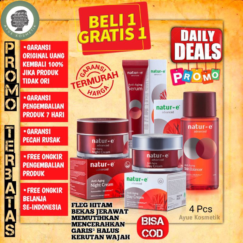 Cream NATUR E NATUR-E NATURE E Advance Advanced Anti Aging Paket 4pcs Serum Skin Balancer Day Night