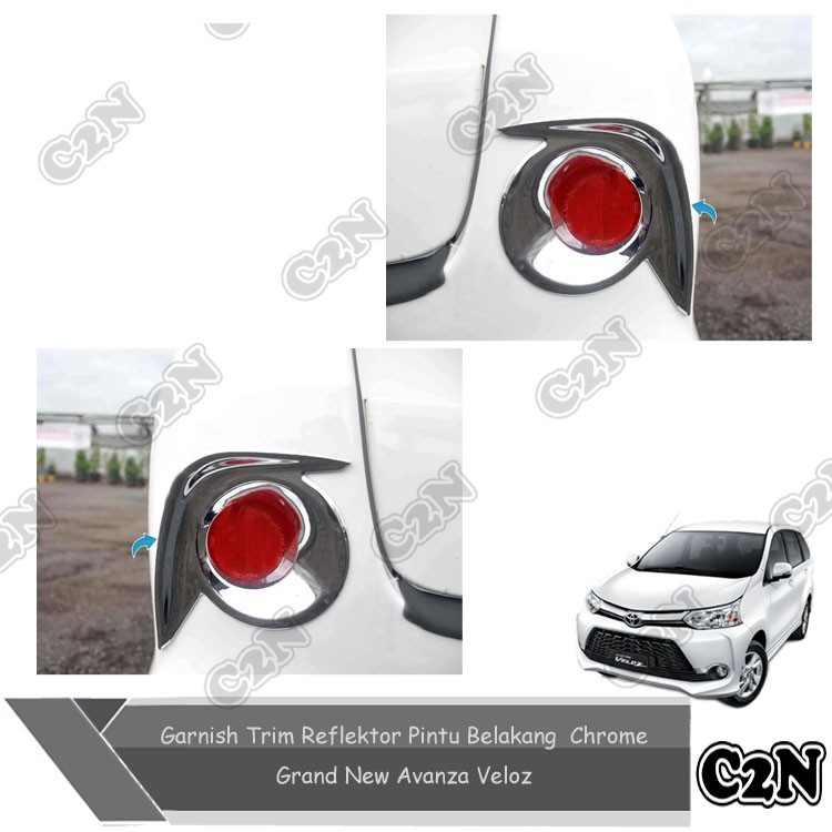 Garnish Reflektor Bumper Belakang Chrome Mobil Grand Avanza Veloz