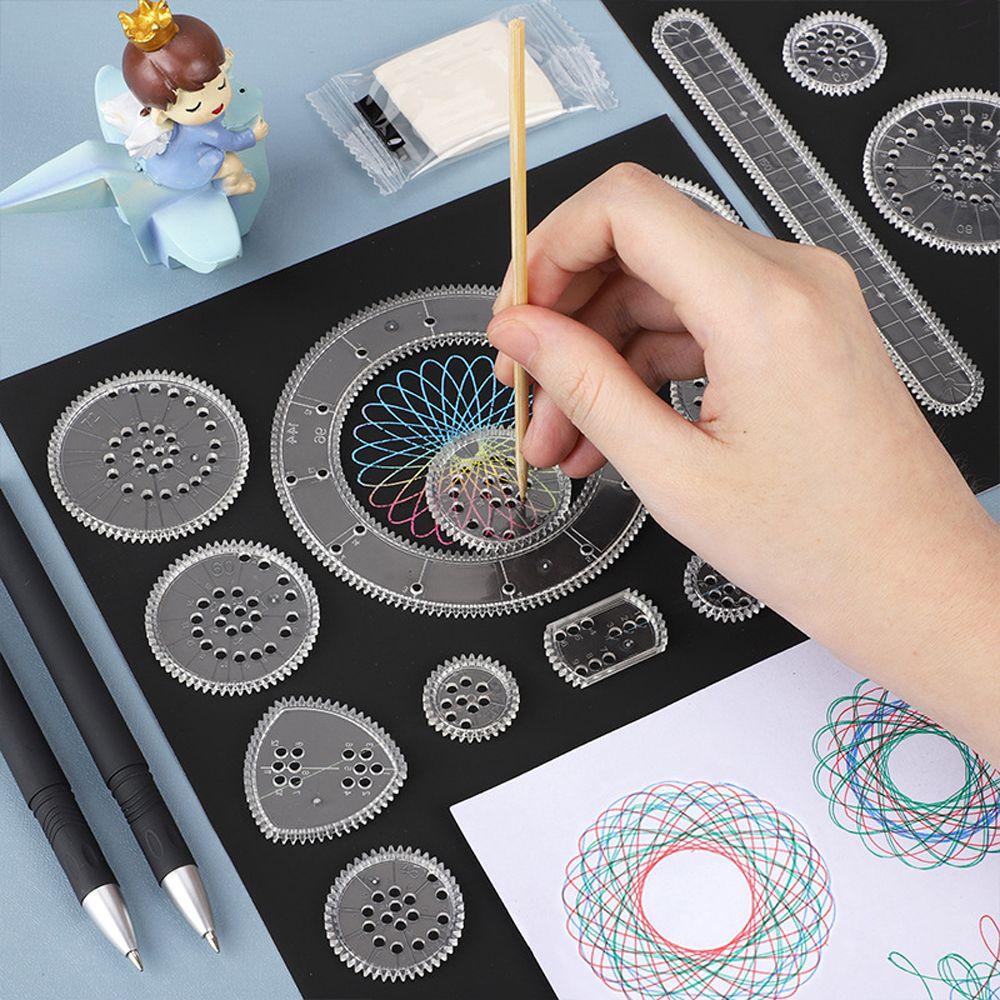 [Elegan] Mainan Gambar Spirograph Set Seni Kerajinan Lukisan Mainan Edukasi Lucu Menggambar Aksesoris Scratch Painting Anak Hadiah Interlocking Gears Wheels Ruler