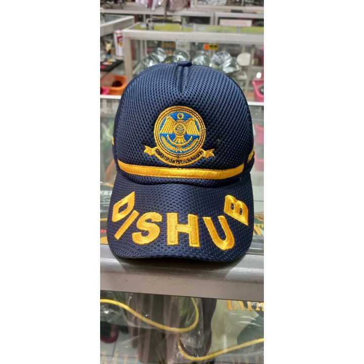 Topi Dishub Jaring List Kuning Tulisan Besar