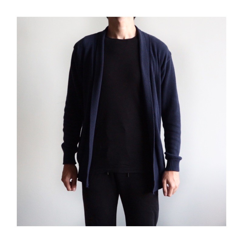 Outer Long Cardigan / Cardigan Rajut Panjang Kimono Tanpa Kancing 7 Warna 6 Size-Navy