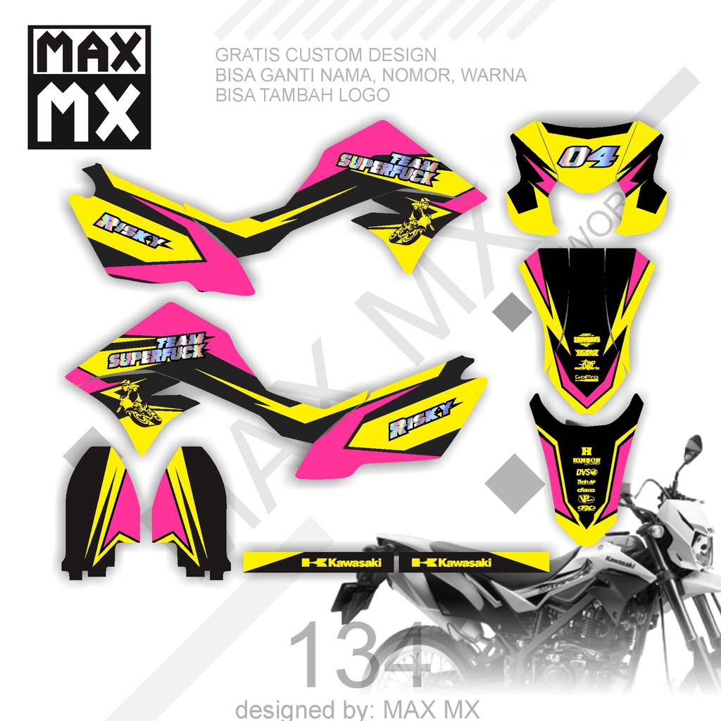 DECAL STIKER MOTOR D,TRACKER MOTIF PINK KUNING SIMPLE