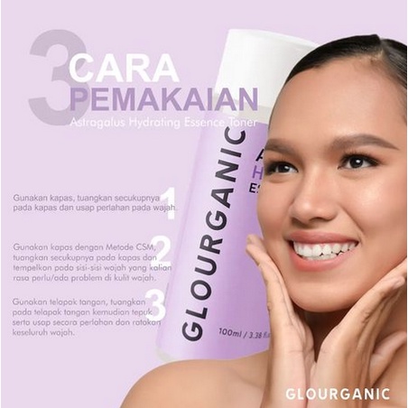 GLOURGANIC astragalus hydrating essence toner mencerahkan bpom murah air mencerahkan anti aging kerutan garis halus penuaan dini mengatasi bekas jerawat bruntusan beruntusan dry food oily skin berminyak minyak kering dewasa murah original