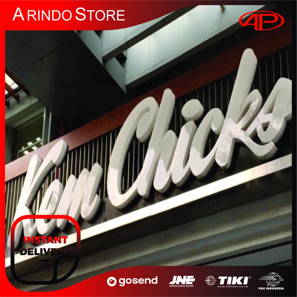 Huruf timbul akrilik tanpa lampu