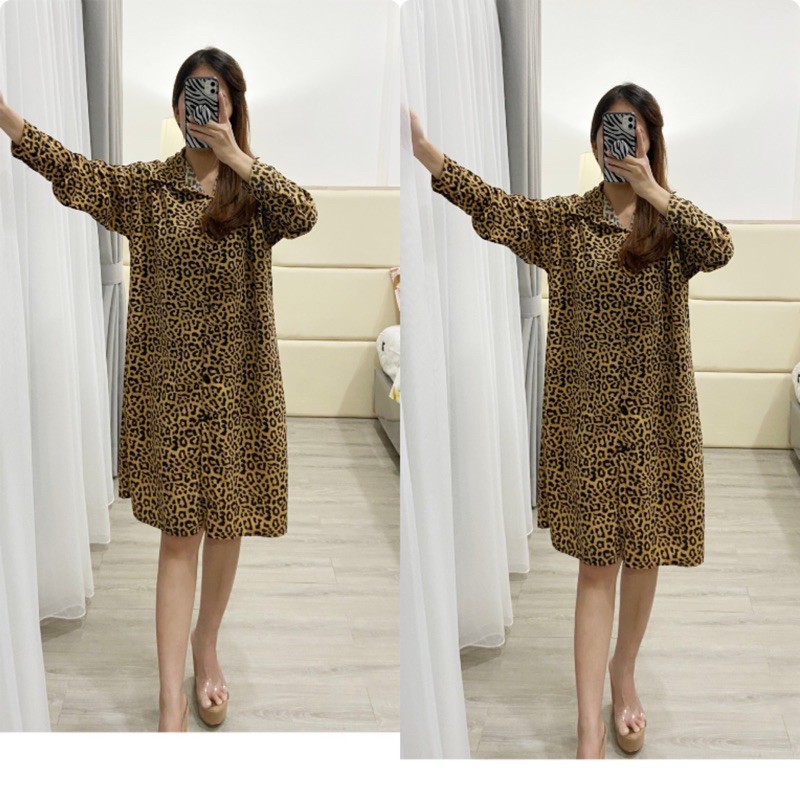 tunik kemeja leopard bigsize / tunik jumbo leopard /K0559