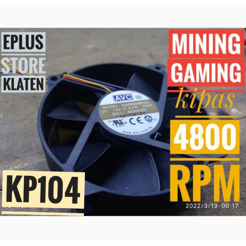 Kipas AVC MINING GAMING 4800 RPM 12V 8cm 9cm DA09025B12U BALL BEARING High Speed AVC Brushless 0.7A - KP104