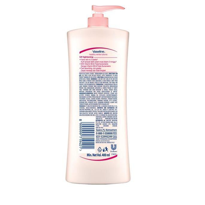 Import Terlaris Vaseline Hand Body Lotion Healthy White UV Lightening 400 ml !!!