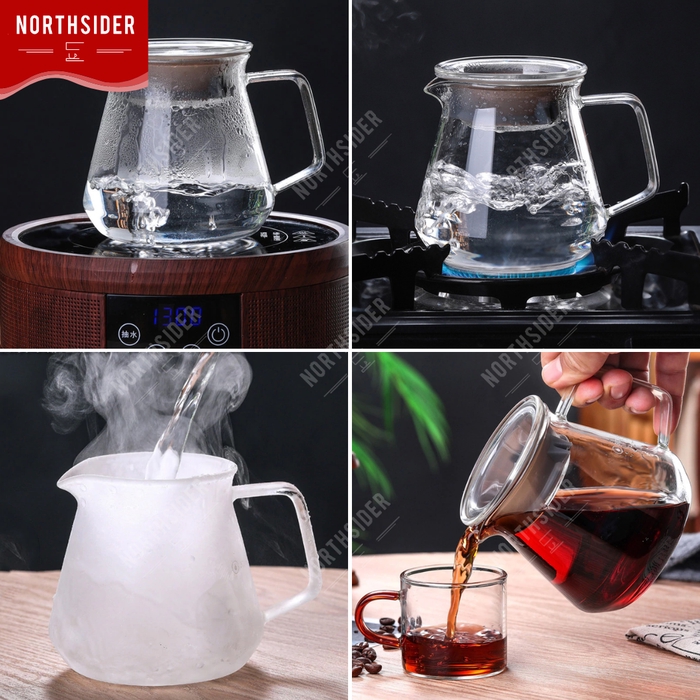 COFFEE SERVER KOPI BOROSILICATE GLASS POUR OVER 400ML &amp; 500ML with LID