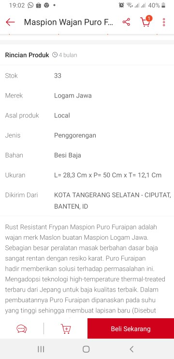 Maspion Wajan Puro Furaipan 28 Cm - Wajan Tahan Karat