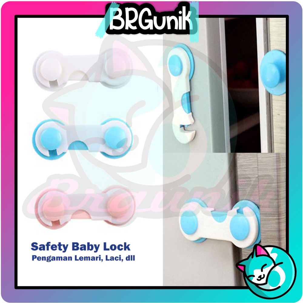 BRGUNIK Kunci Pengaman Pintu Laci Lemari Pakaian Kulkas Baby Safety Lock R518