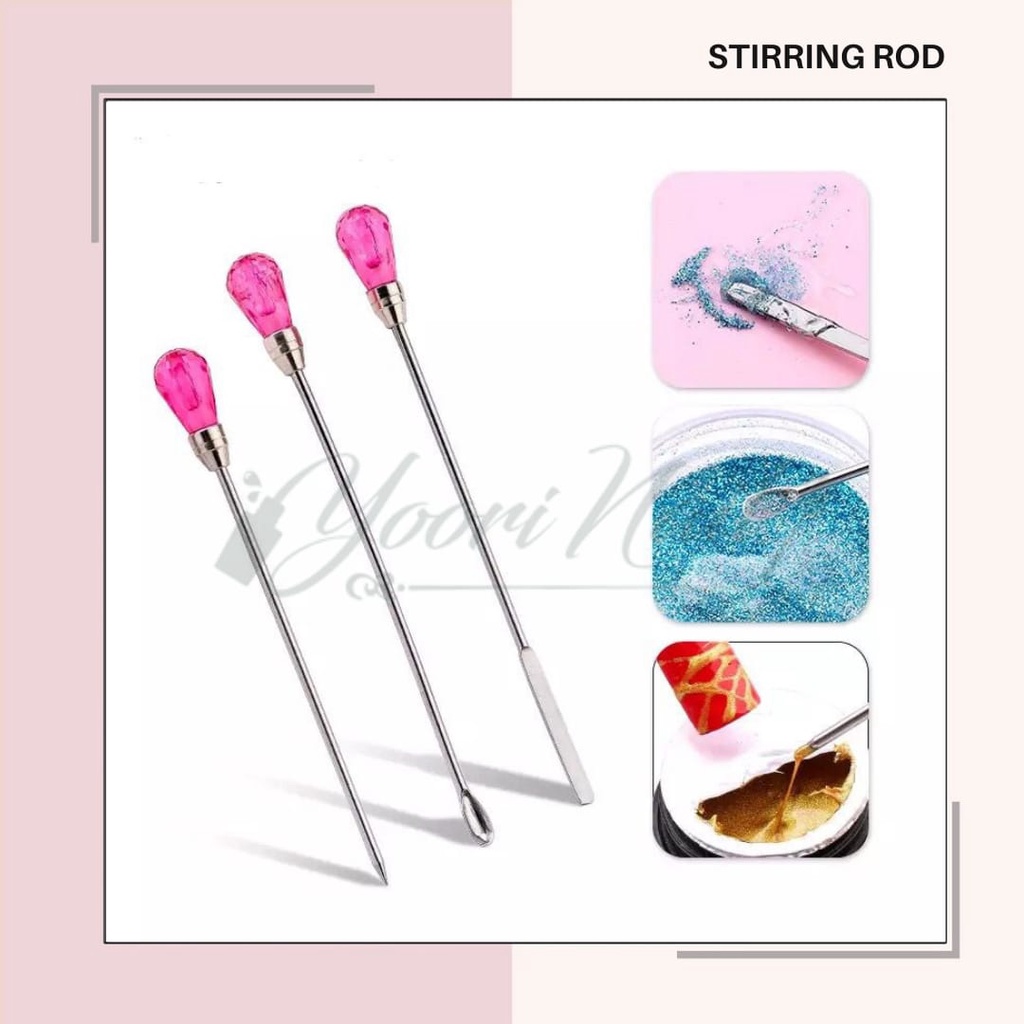 Stirring rod set 3pcs stiring rods nail art gel polish alat pengaduk nail gel kutek painting