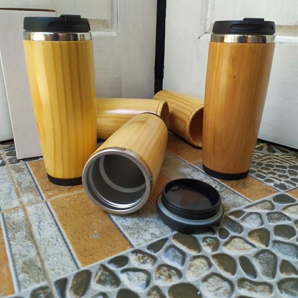 Tumblr Tumbler kayu / wooden tumbler / coffee tumbler / mug botol kayu / Souvenir custom tumbler