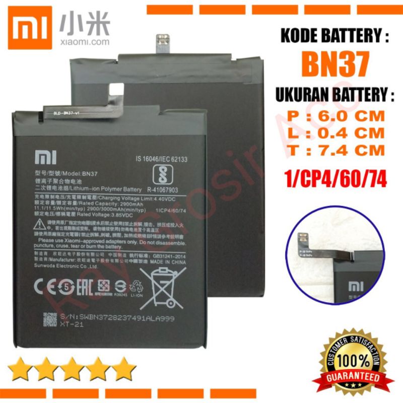 Baterai Original Xiaomi BN-37 BN37 BN 37 , Redmi 6 , Redmi 6A