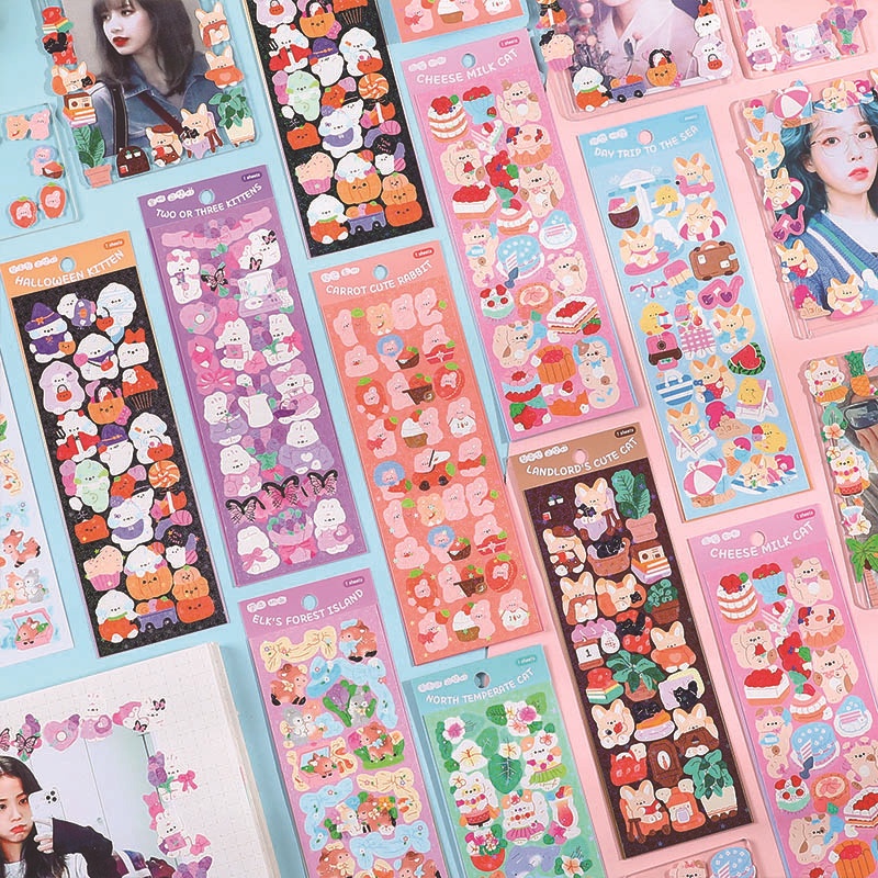 

1 LEMBAR STIKER HEWAN FOX DOG CAT ELK DEER CUTE ANIMAL GLITTER STICKERS BULLET JURNAL DIY DIARY POLAROID DECO LUCU MURAH