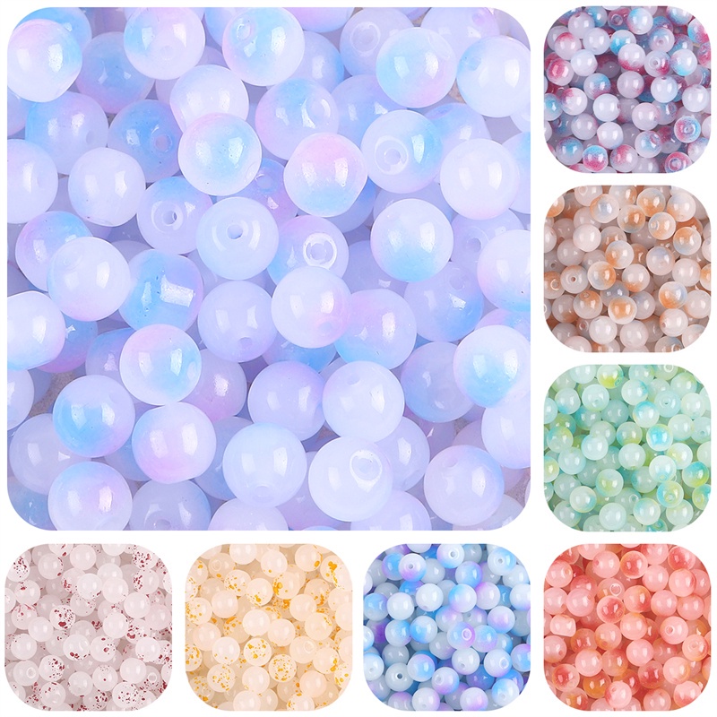 50 Pcs Manik-Manik Kristal Kaca Warna Permen Ukuran 8mm Untuk Membuat Perhiasan Gelang Kalung