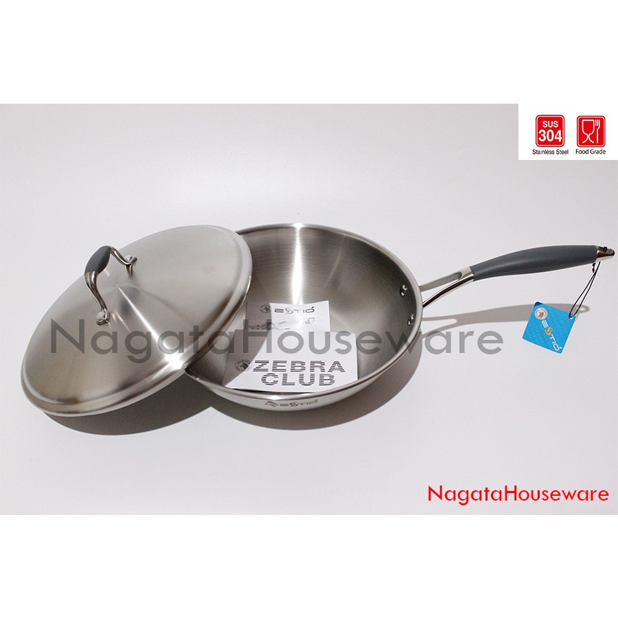 Panci Penggorengan Dengan Tutup Stainless / Teflon Stainless / Estio P101 Wok Zebra 175110 Zebra Tha