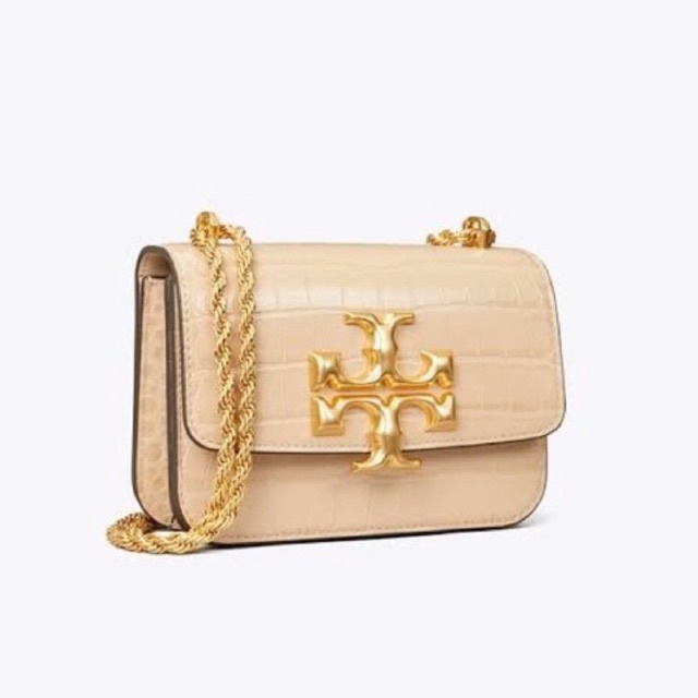 tory burch tb eleanor croco embossed small perfect sand