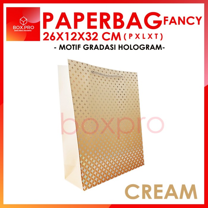 

Paperbag Aneka warna Motif 26x12x32cm Hologram import goodiebag dll - Putih