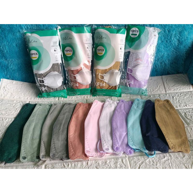 YB BLACK WHITE GREY SILVER KF94 - MASKER KF94 Y&B CARE KOREA KF94 4PLY