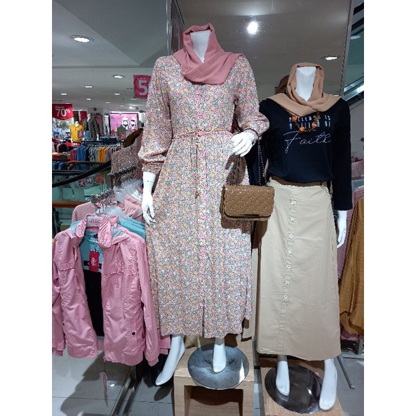 gamis bunga bahan RAYON branded rilley murah terbaru