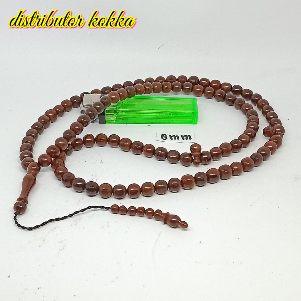 ( SUPER MURAH ) Tasbih Kokka kaukah 99 bulat polos 8,5 mm coklat