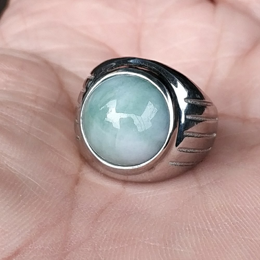 CINCIN BATU AKIK PERMATA NATURAL GIOK BURMA NATURAL JADEITE JADE TYPE A MINIMALIS