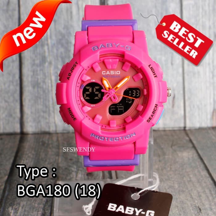 LIMITED EDITION  Jam tangan Baby-G Shock BGA-180 Full Pink wanita