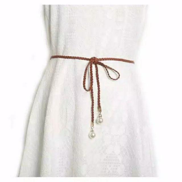 COD TERLARIS | TERMURAH | GROSIR TALI KEPANG IKAT PINGGANG 5 WARNA MUTIARA / DAUN-Coklat mutiara