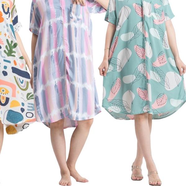 DS R DASTER KEKINIAN BAJU TIDUR WANITA DEWASA REMAJA TERUSAN BUSUI BAHAN KATUN RAYON KANCING DEPAN