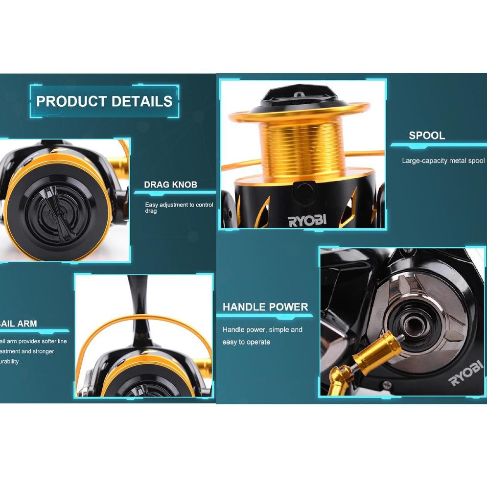 Ryobi Legacy 2000/3000/4000/6000/8000 HP SW Power Handle Reel Spinning Pancing Anti Karat Original (