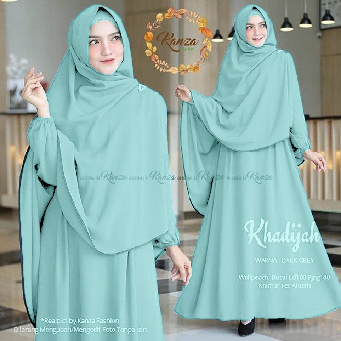 Baju Gamis Muslimah KHADIJAH SETELAN PLUS KERUDUNG SYARI Terbaru 2021