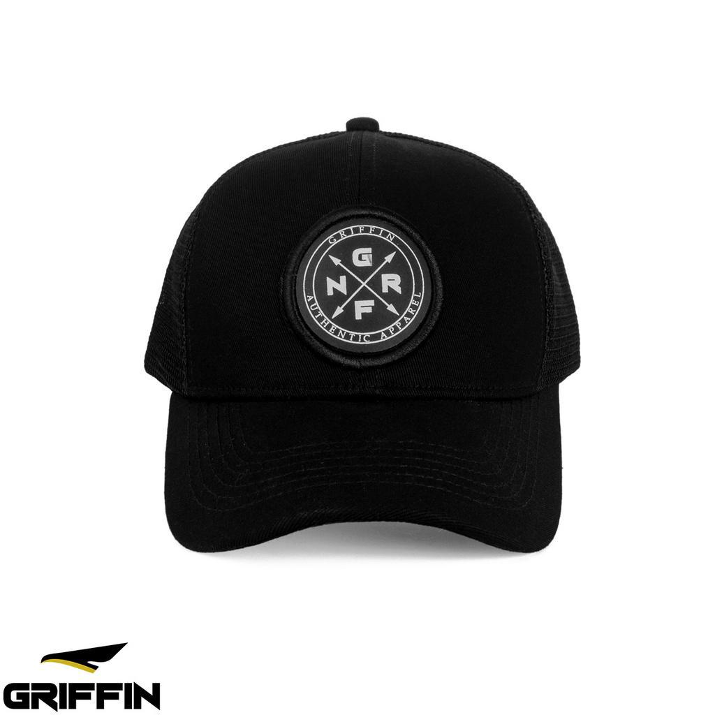 Topi Trucker Pria Hitam Keren Sablon High Density Timbul &amp; Bordir Keren Atlas by Griffin Apparel