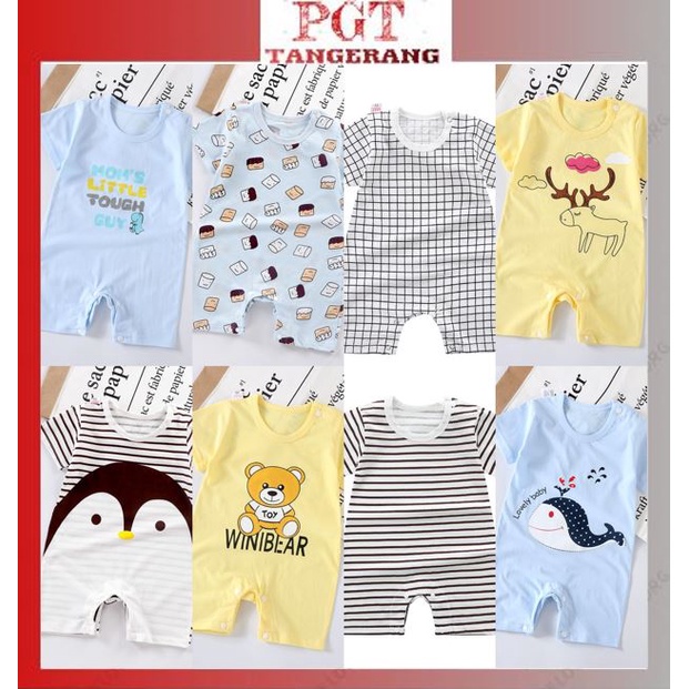 PGT - Romper Bayi Laki-Laki/Perempuan Lengan Pendek Tulisan Baby Jumper Pakaian Bayi