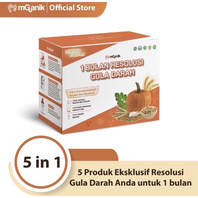 Mganik Multigrain 60 Sachet PAKET 1 BULAN,, FREE SHAKER DAN POUCH