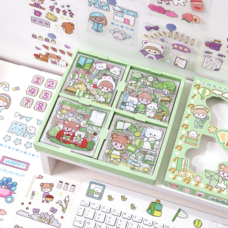 

COD 100pcs/box Sticker lucu kotak bekal sticker botol Random Delivery