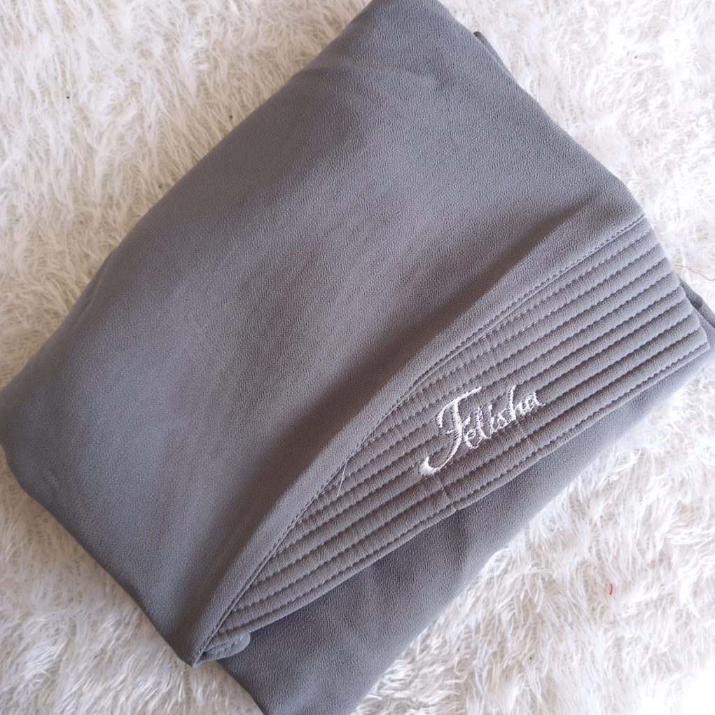 Jilbab Instan Ceruty 2 Layer Oval Jumbo Polos/Khimar Ceruty Sayana-Grey