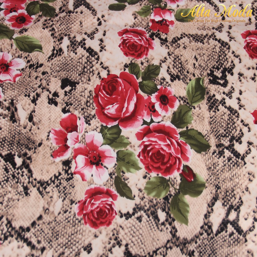 

Alta Moda Katun Satin Stretch Kulit Ular Dusty Bunga Maroon (1M)