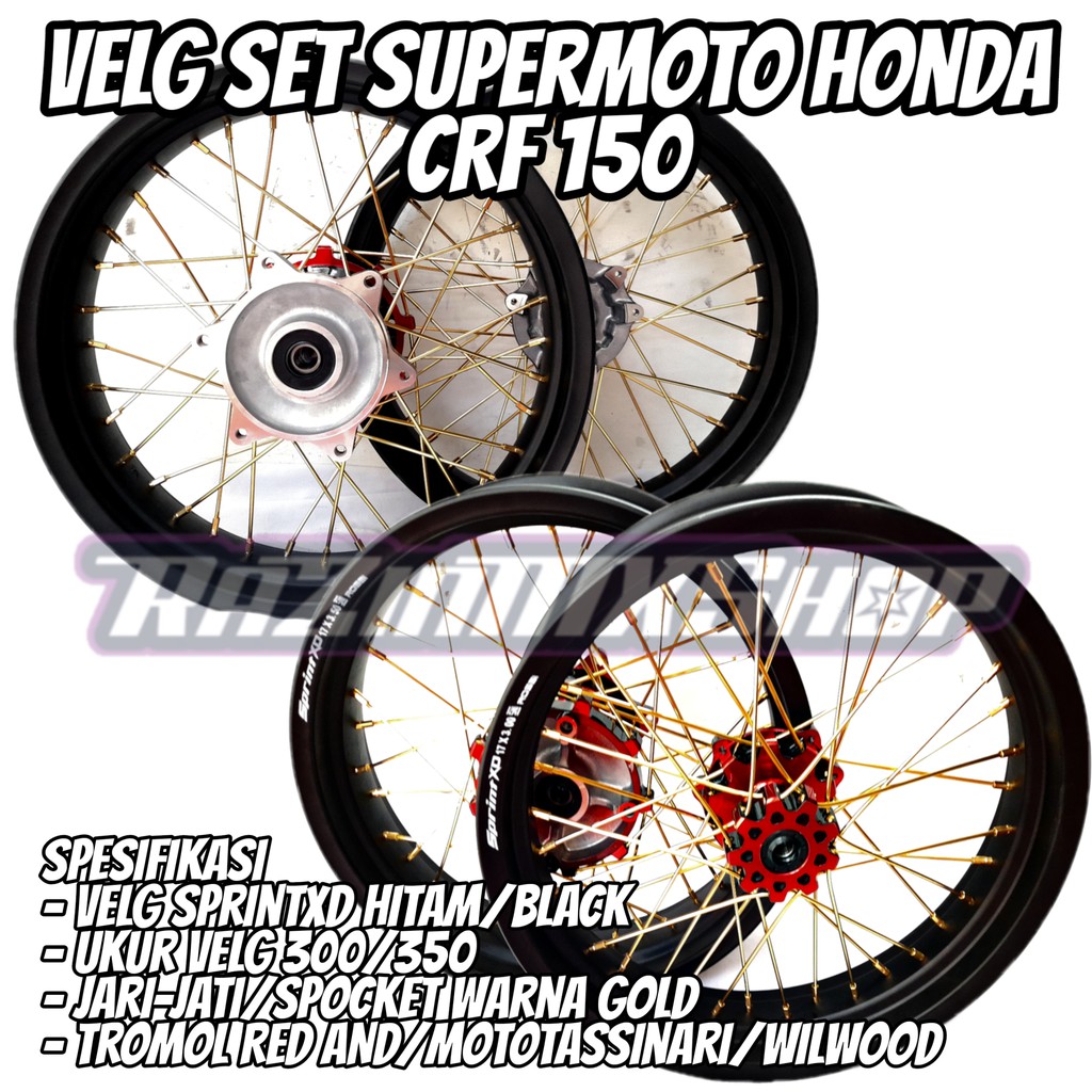 Velg Supermoto CRF 300/350 Tanpa Ban Wheelset SUMO CRF Ring 17 Tanpa Ban