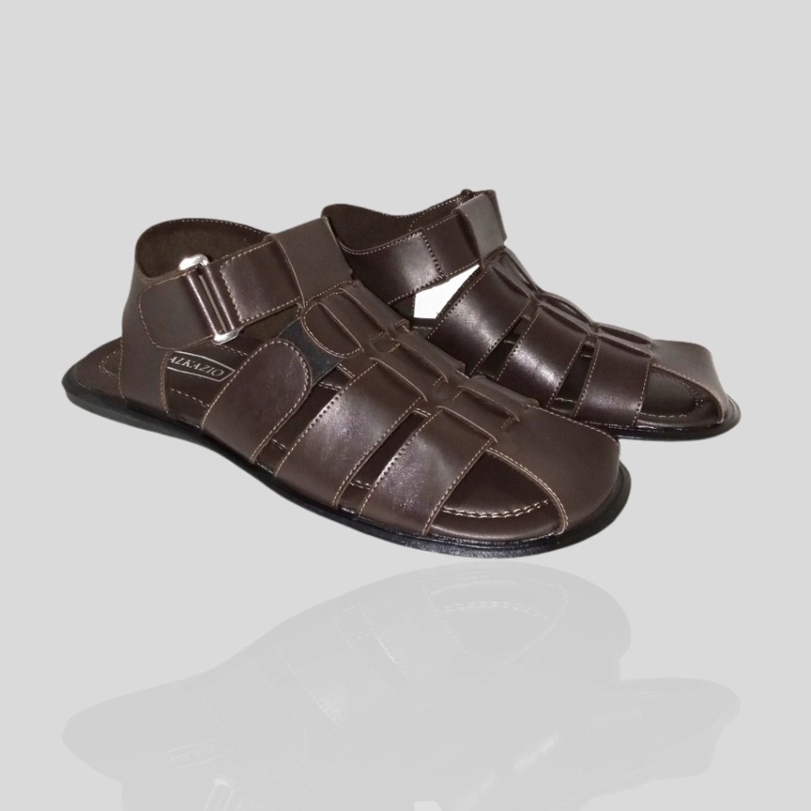 sandal sepatu pria ukuran jumbo kulit rope brown MLZ-08 sendal ukuran besar big size 44 45 46 47