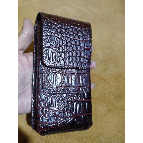 CASING HP KULIT SAPI ASLI MOTIF BUAYA