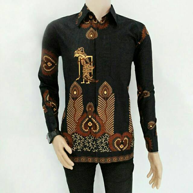 Kemeja Hem Batik Atasan Pria Lengan Panjang Seragaman Formal Casual Kantoran