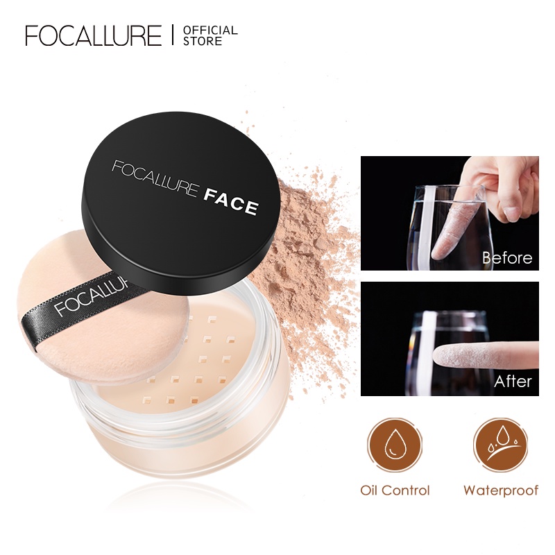 FOCALLURE Super Fine Loose Powder - 3 Colours Bedak Tabur Waterproof Natural Loose Setting Powder Oil Control FA15