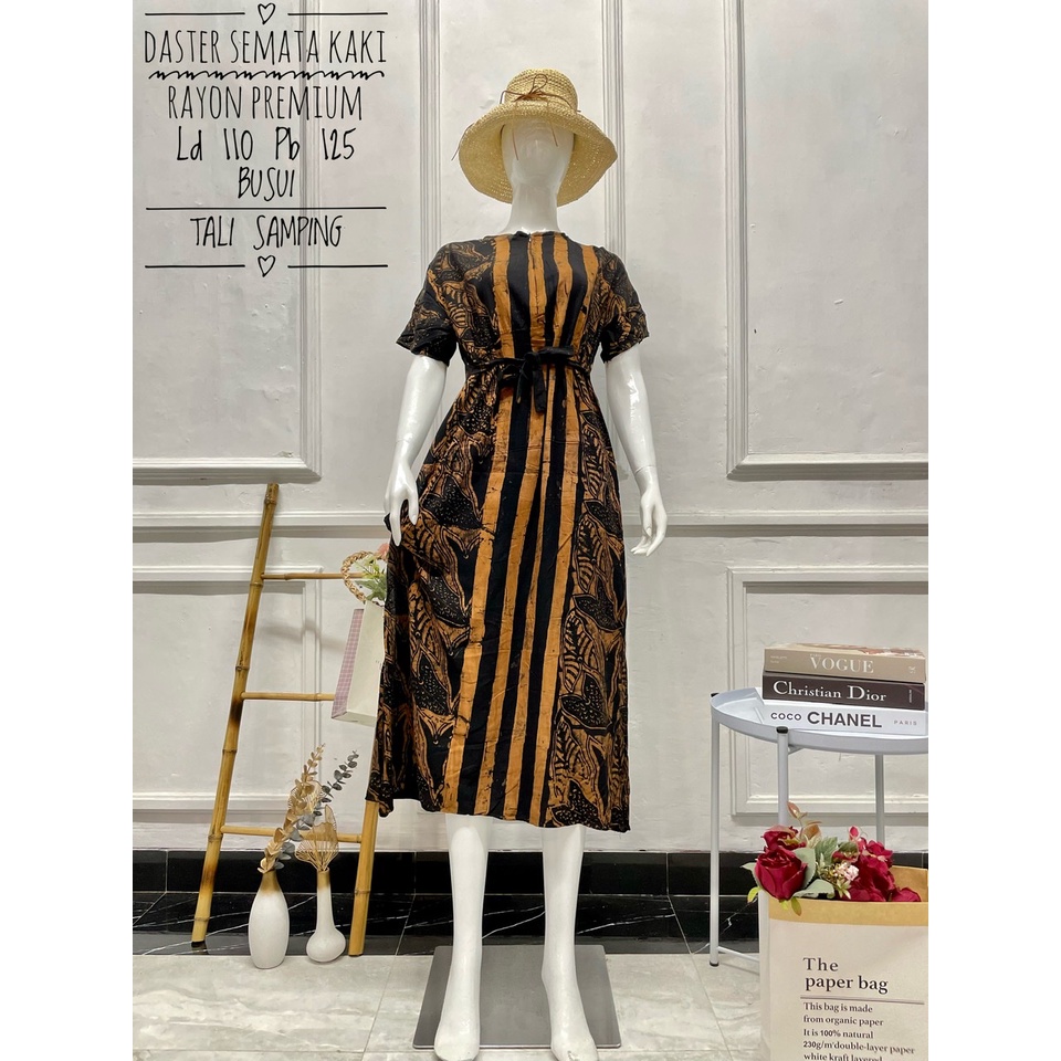 Hot Sale ! Daster Long Semata Kaki abstrak cap - Daster Twill Rayon - Daster Jumbo lengan pendek - Daster Batik Usman kekinian-8