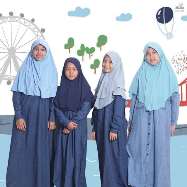 Gamis Denim dan kemeja denim  kids | Hijab Alila