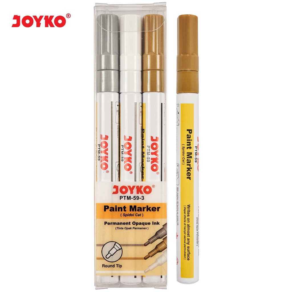 

(SET) Spidol Paint Marker Joyko PTM-59 / Spidol Permanen PTM-59 / Spidol Cat Permanent Paint Marker Joyko