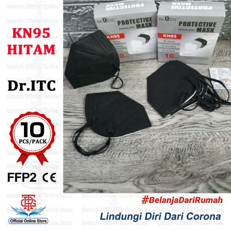 masker kn95 protective warna hitam abu-abu